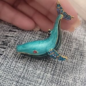 Blue and Gold Whale Fish BROOCH